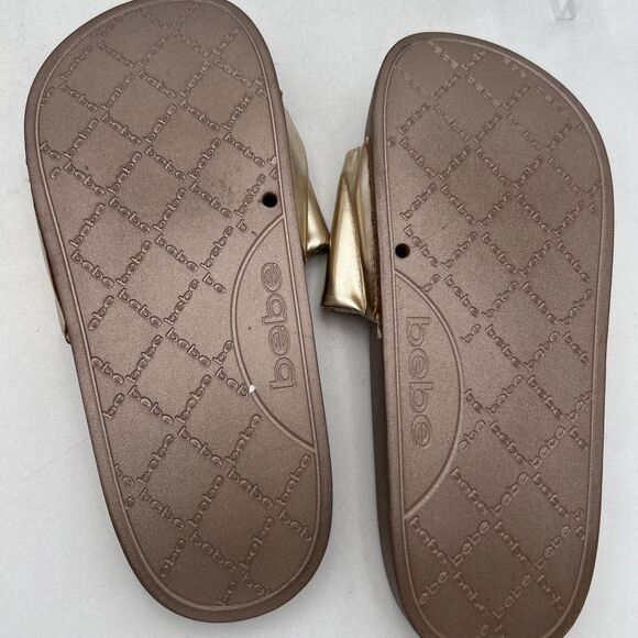 Bebe Felizia Slide Sandals Flip Flops Gold Size 9 EUC - Picture 5 of 7